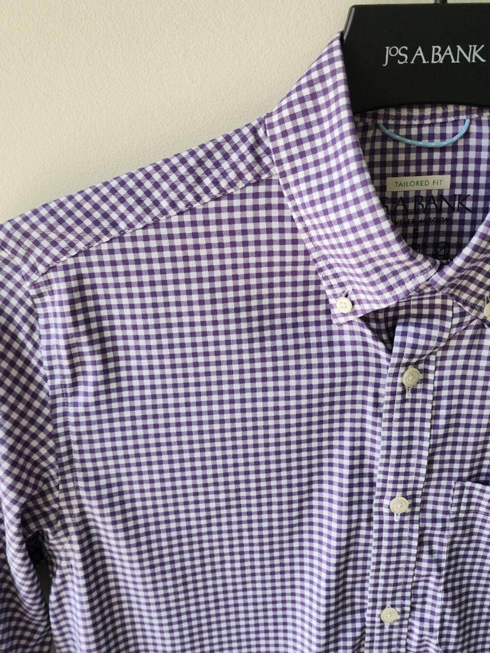 Small Purple Gingham Shirt Traveler Motion Jos A Bank Sz S Mens Check Quick Dry - Picture 8 of 17